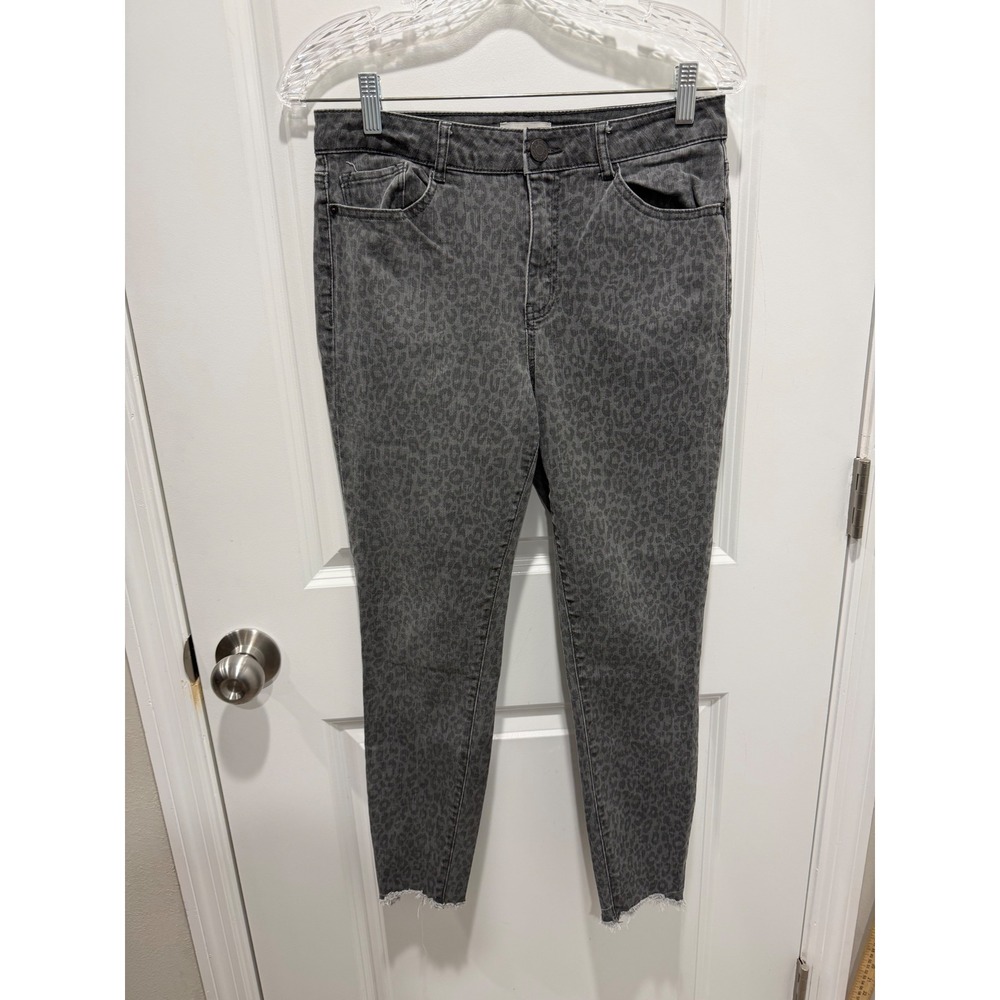 Jolt Womens Skinny Jeans Leopard Animal‎ Print Grey Size 7/28W